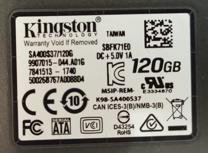 Strong wind carbohydrate Pigment Восстановление прошивки SSD диска Kingston SA400S37/120G | Stupid House