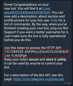 telegram bot created