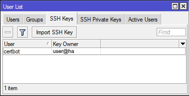 mikrotik import ssh key