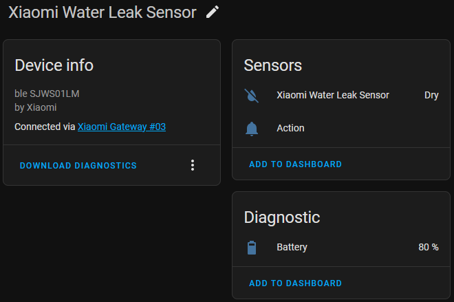 home assistant info xiaomi bluetooth leak sensor