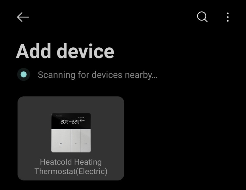 termostat heatcold th123e mihome add new device
