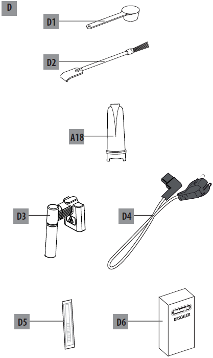 delongi primadonna s deluxe user manual accessories