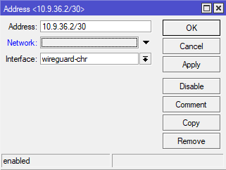 wireguard client mikrotik interface ip address
