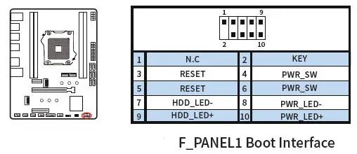 HUANANZHI X99-QD4 motherboard f_panel1 boot interface