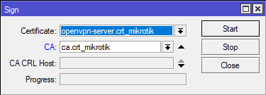 mikrotik openvpnt server certificate sign