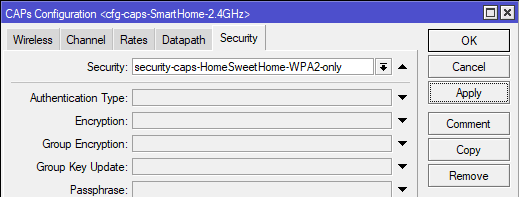 mikrotik настройка capsman cap configuration security